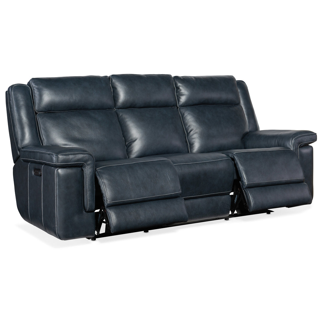 MONTEL LAY FLAT POWER SOFA WITH POWER HEADREST AND LUMBAR - BLUE - RECLINER VIEW