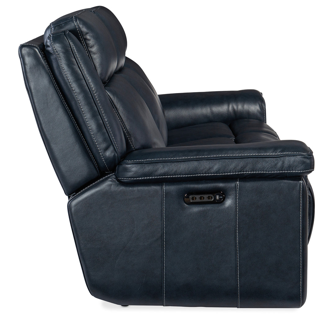 MONTEL LAY FLAT POWER SOFA WITH POWER HEADREST AND LUMBAR - BLUE - SIDE VIEW