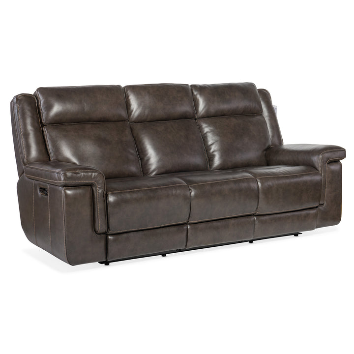 MONTEL LAY FLAT POWER SOFA WITH POWER HEADREST AND LUMBAR - BROWN - FRONT VIEW