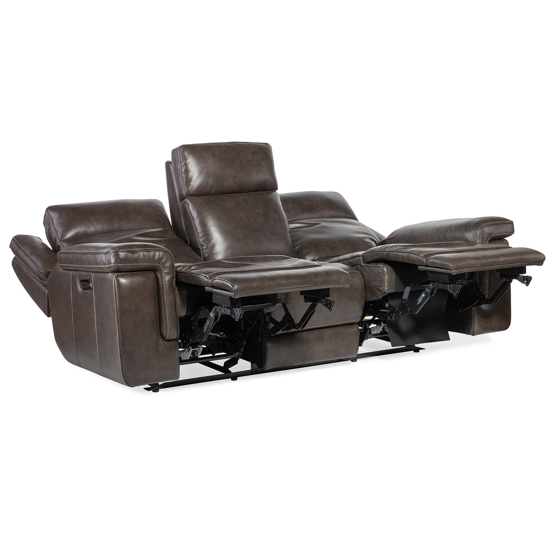 MONTEL LAY FLAT POWER SOFA WITH POWER HEADREST AND LUMBAR - BROWN - RECLINER VIEW