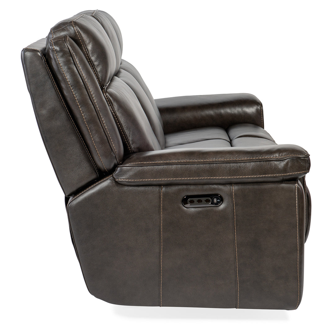 MONTEL LAY FLAT POWER SOFA WITH POWER HEADREST AND LUMBAR - BROWN - SIDE VIEW