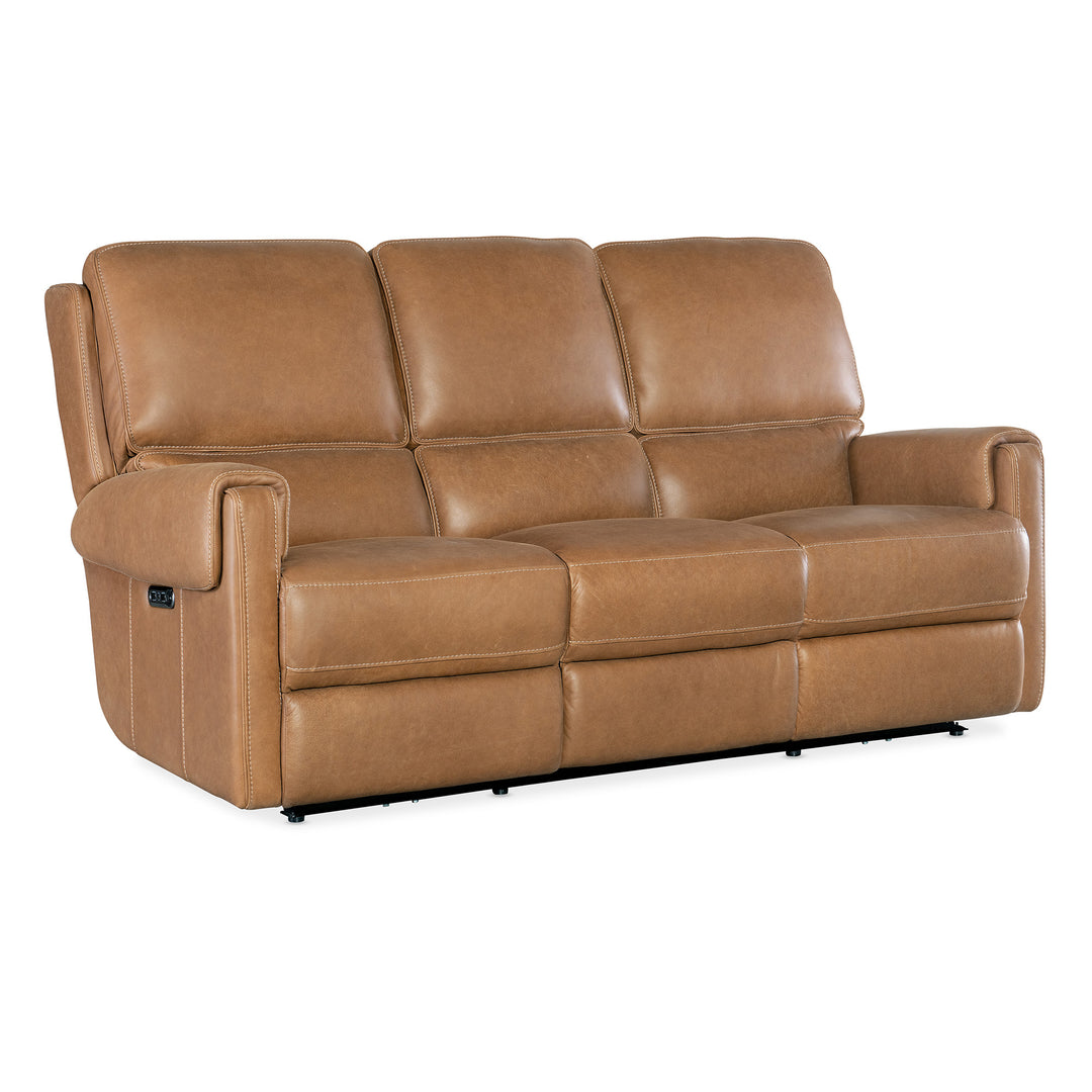 SOMERS POWER SOFA WITH POWER HEADREST - BROWN - FRONT VIEW