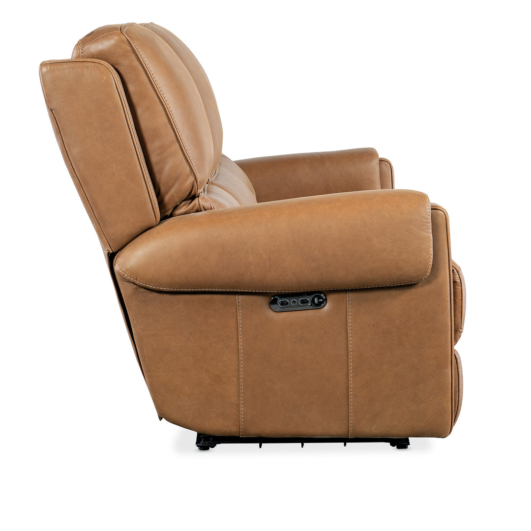 SOMERS POWER SOFA WITH POWER HEADREST - BROWN - SIDE VIEW