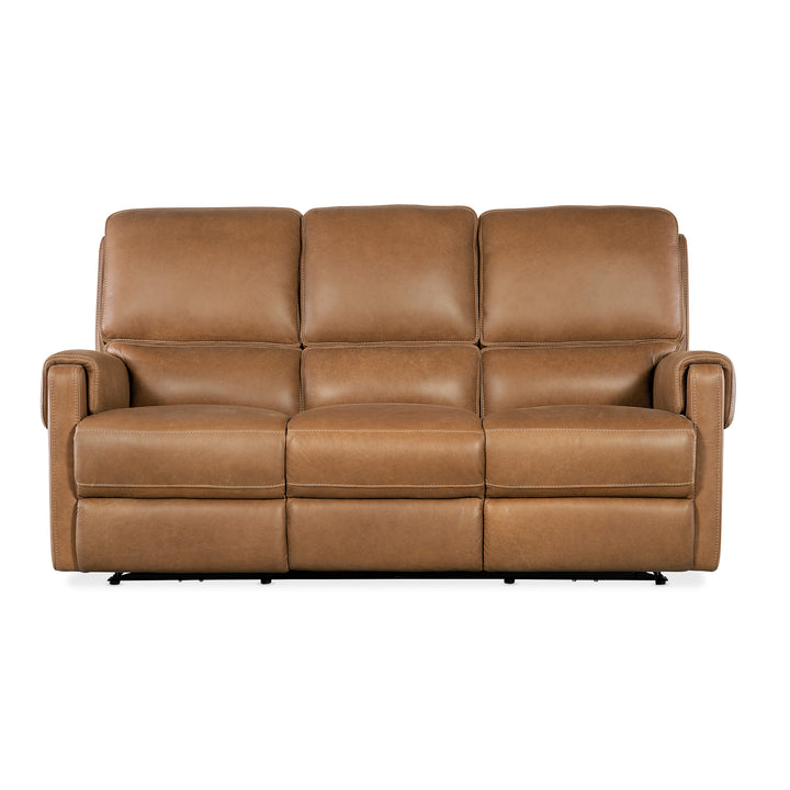 SOMERS POWER SOFA WITH POWER HEADREST - BROWN - FRONT VIEW