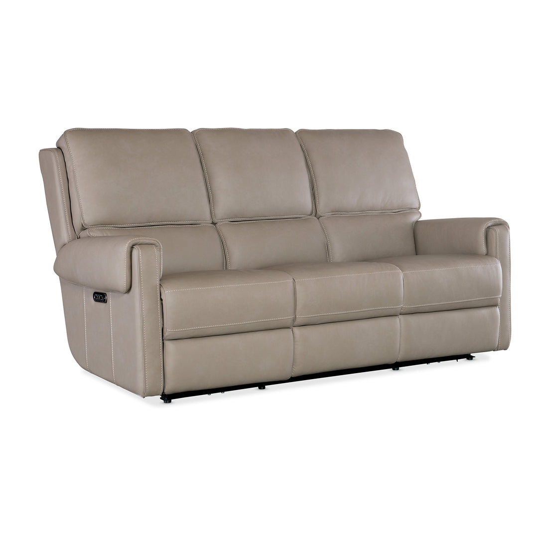 SOMERS POWER SOFA WITH POWER HEADREST - GREY - FRONT VIEW