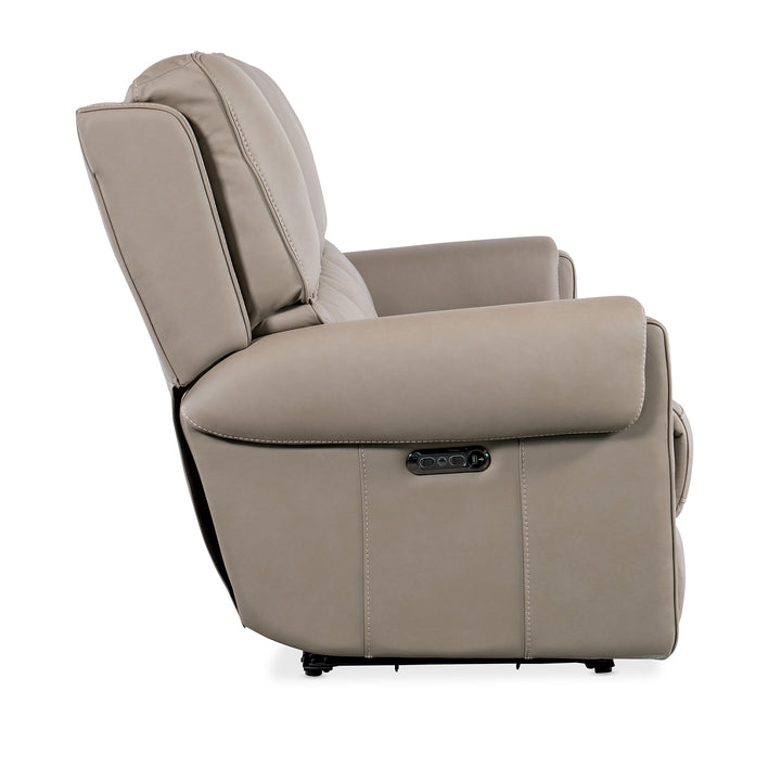 SOMERS POWER SOFA WITH POWER HEADREST - GREY - SIDE VIEW