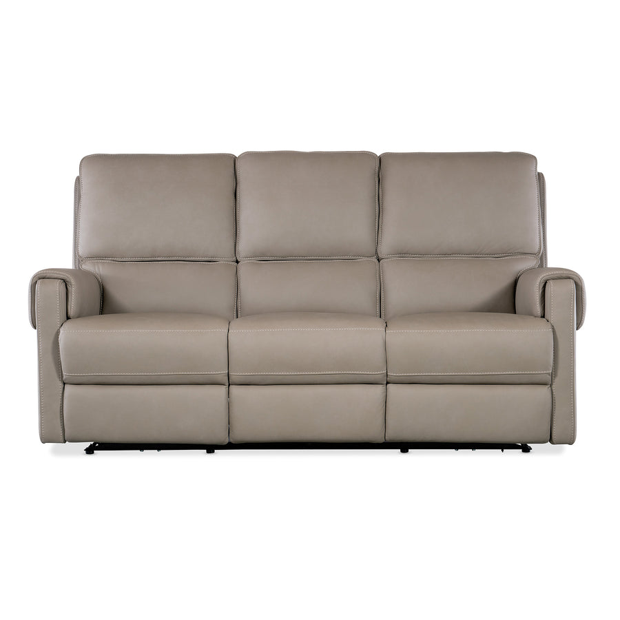 SOMERS POWER SOFA WITH POWER HEADREST - GREY - FRONT VIEW