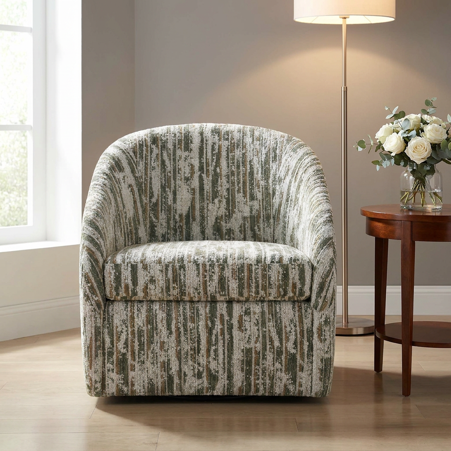 MOSS STRIPED CHENILLE SWIVEL CHAIR