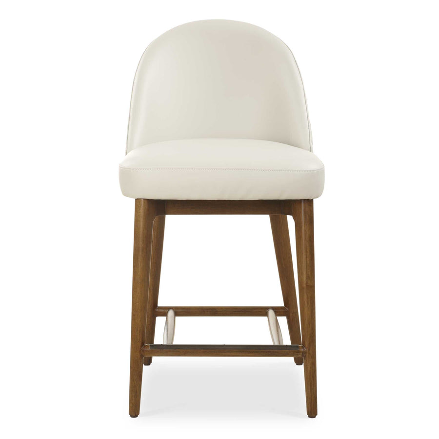 STITCHES ECRU LEATHER COUNTER STOOL