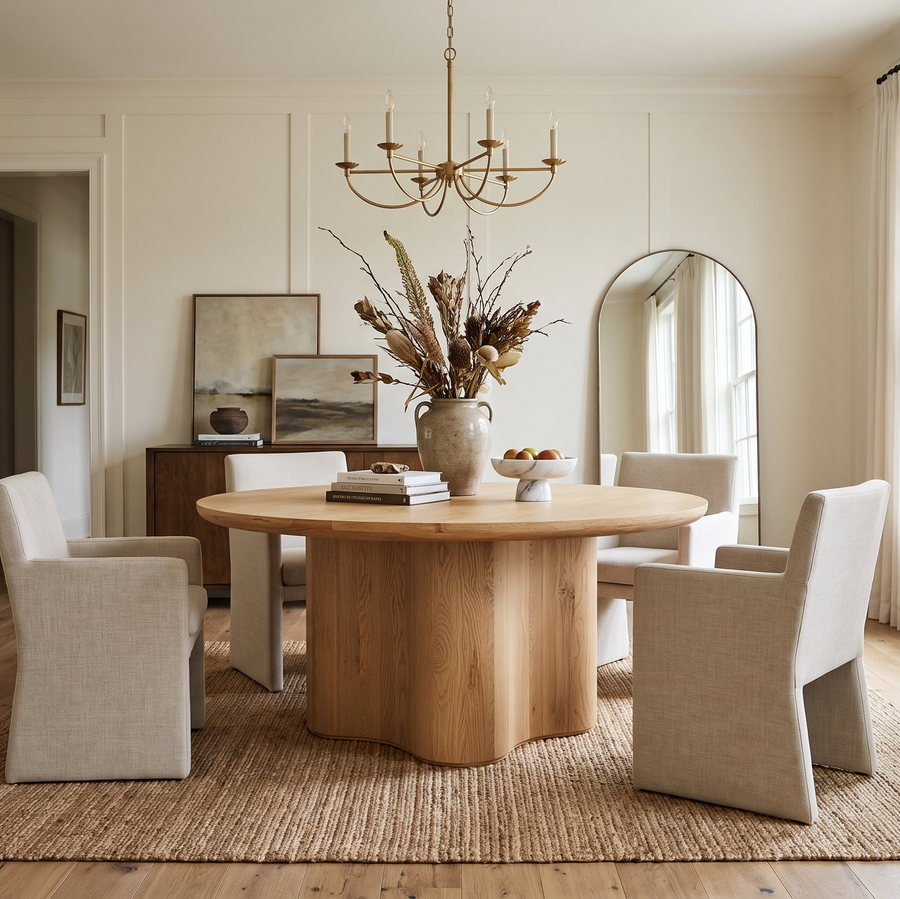 SWEENEY 60"RD NATURAL OAK DINING TABLE
