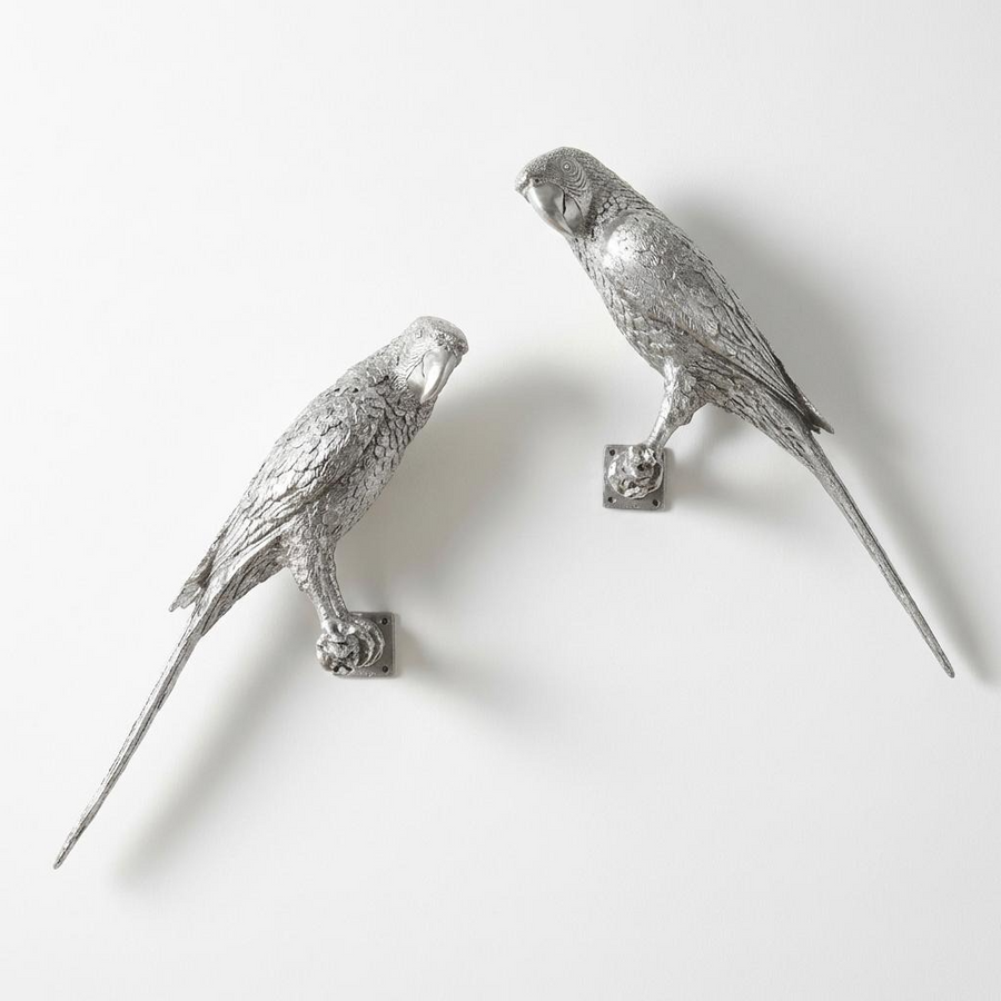PARROT WALL DECOR: SILVER LEAF