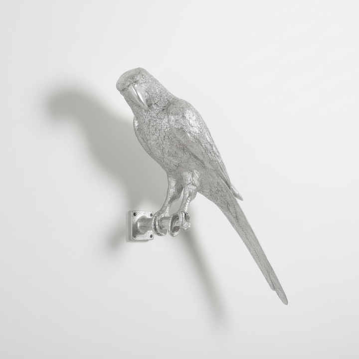 PARROT WALL DECOR: SILVER LEAF
