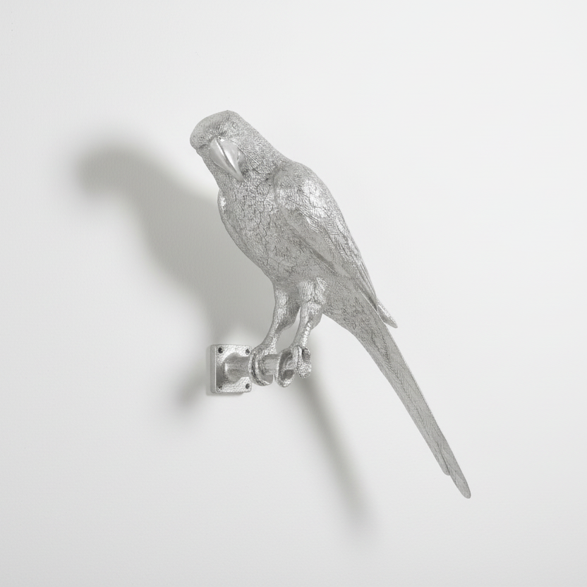 PARROT WALL DECOR: SILVER LEAF