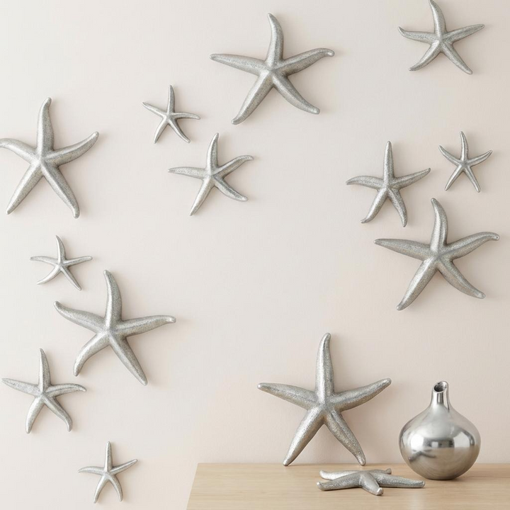 SILVER STARFISH WALL DECOR | SET OF 4