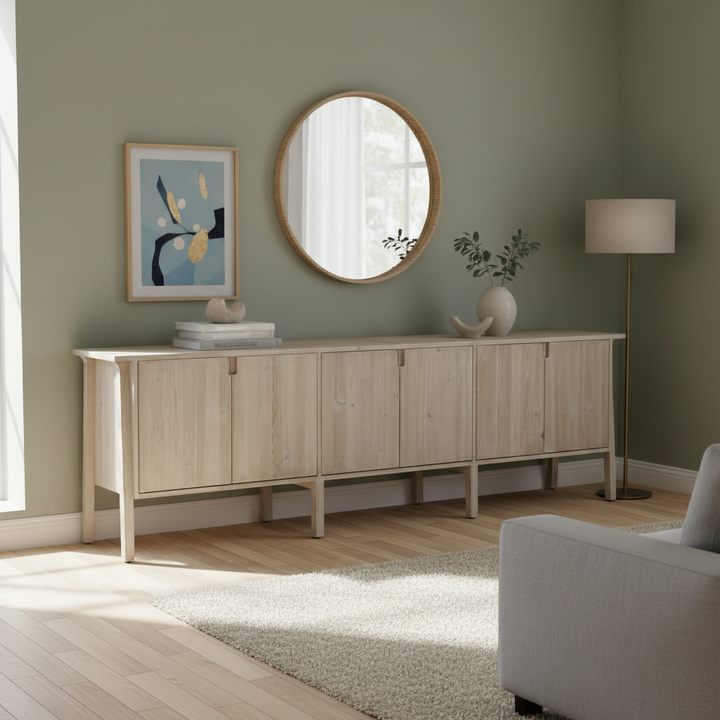 BRITNI LIGHT GREY WASH CONSOLE CREDENZA