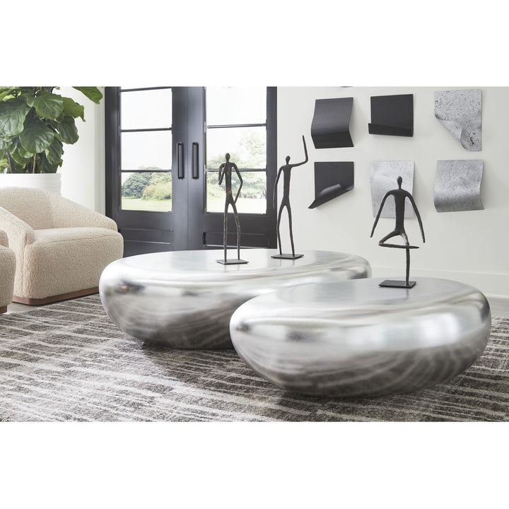 RIVER STONE COFFEE TABLE: SILVER LEAF