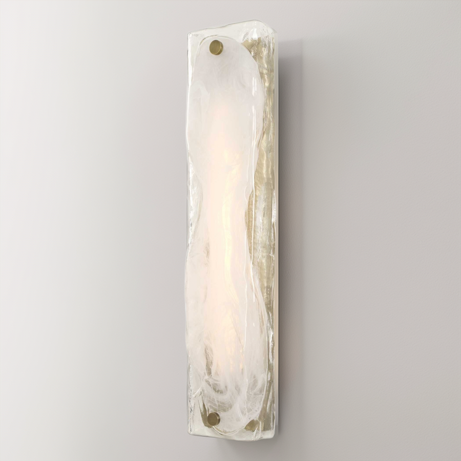 Decorative wall sconce with marble-like finish on a gray background