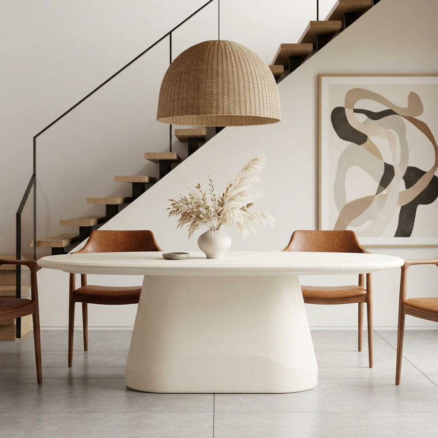 TAVA IVORY CONCRETE DINING TABLE