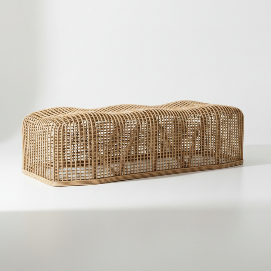 TINO SCULPTED RATTAN BENCH