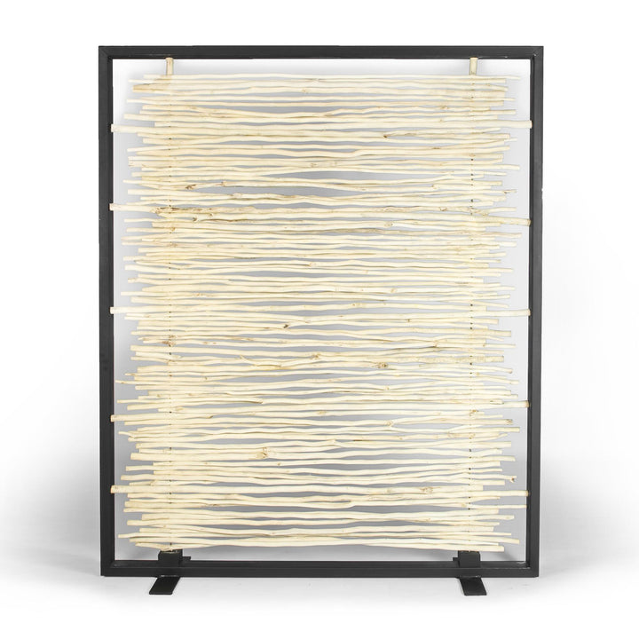 NATURALS BLEACHED DRIFTWOOD SCREEN BLACK FRAME - FRONT VIEW