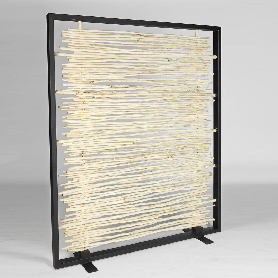 NATURALS BLEACHED DRIFTWOOD SCREEN BLACK FRAME - SIDE VIEW