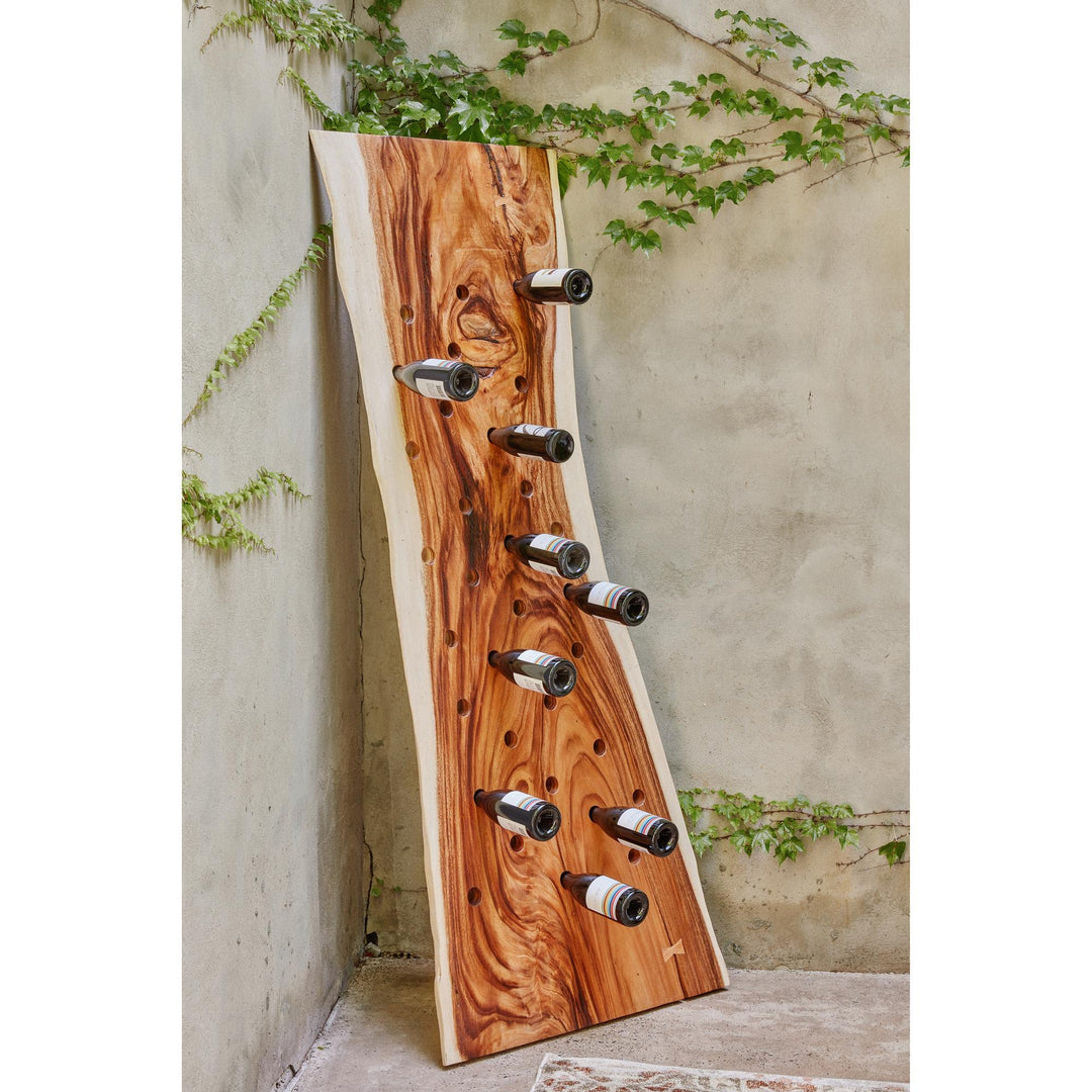 NATURALS SOLID CHAMCHA WOOD LEANING CHAMCHA WINE RACK