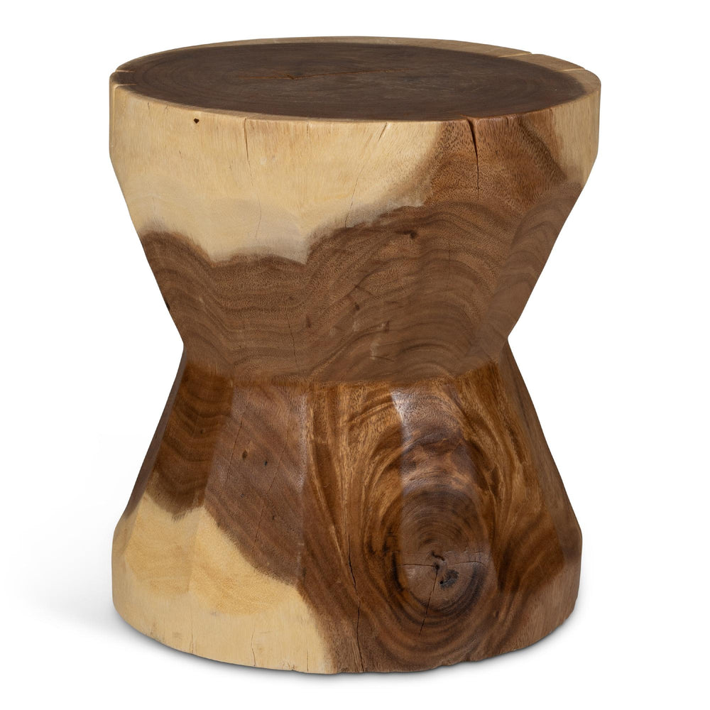 NATURALS SOLID CHAMCHA WOOD PATCHAREE ACCENT STOOL - FRONT VIEW