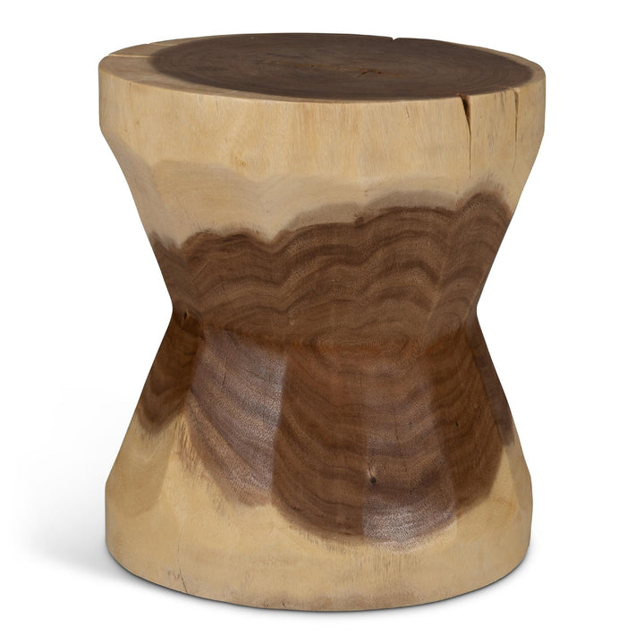 NATURALS SOLID CHAMCHA WOOD PATCHAREE ACCENT STOOL - FRONT VIEW