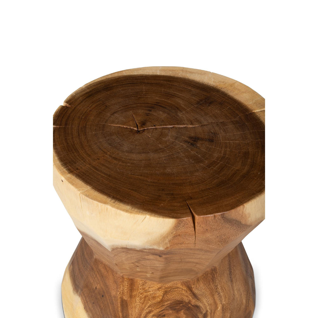 NATURALS SOLID CHAMCHA WOOD PATCHAREE ACCENT STOOL - TOP VIEW