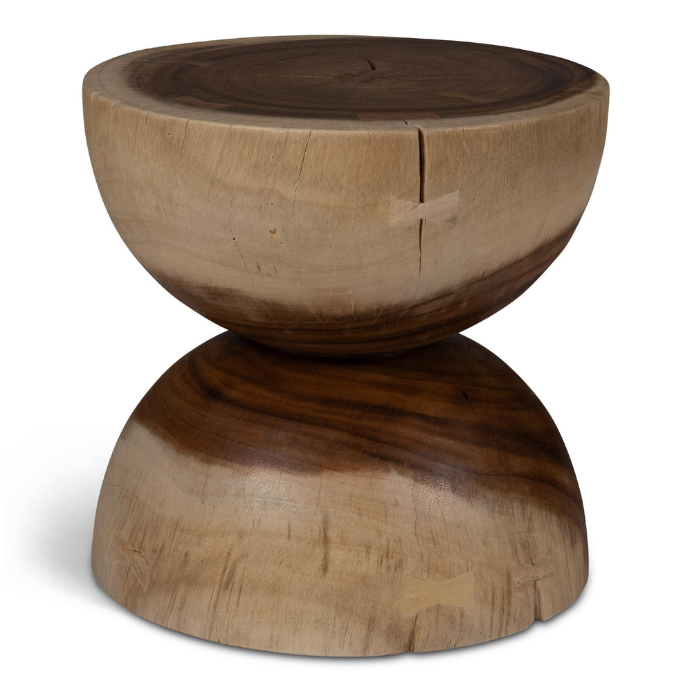 NATURALS SOLID CHAMCHA WOOD PENSRI ACCENT STOOL - FRONT VIEW