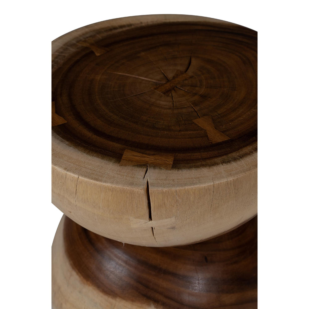 NATURALS SOLID CHAMCHA WOOD PENSRI ACCENT STOOL - CLOSE VIEW