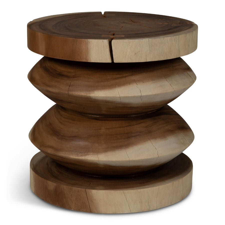 NATURALS SOLID CHAMCHA WOOD ASNEE ACCENT STOOL - FRONT VIEW