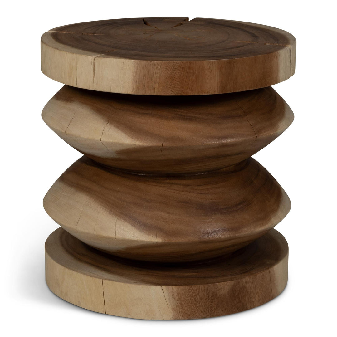 NATURALS SOLID CHAMCHA WOOD ASNEE ACCENT STOOL - FRONT VIEW