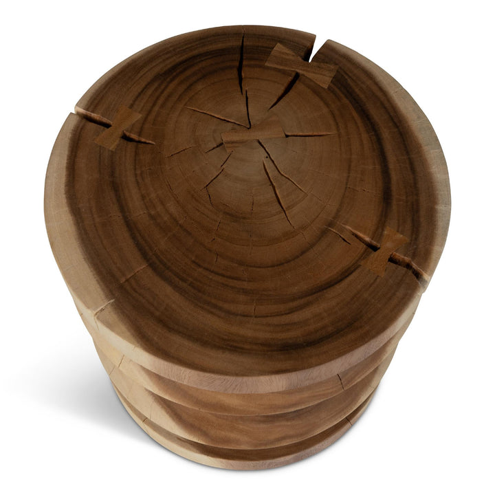 NATURALS SOLID CHAMCHA WOOD ASNEE ACCENT STOOL - TOP VIEW