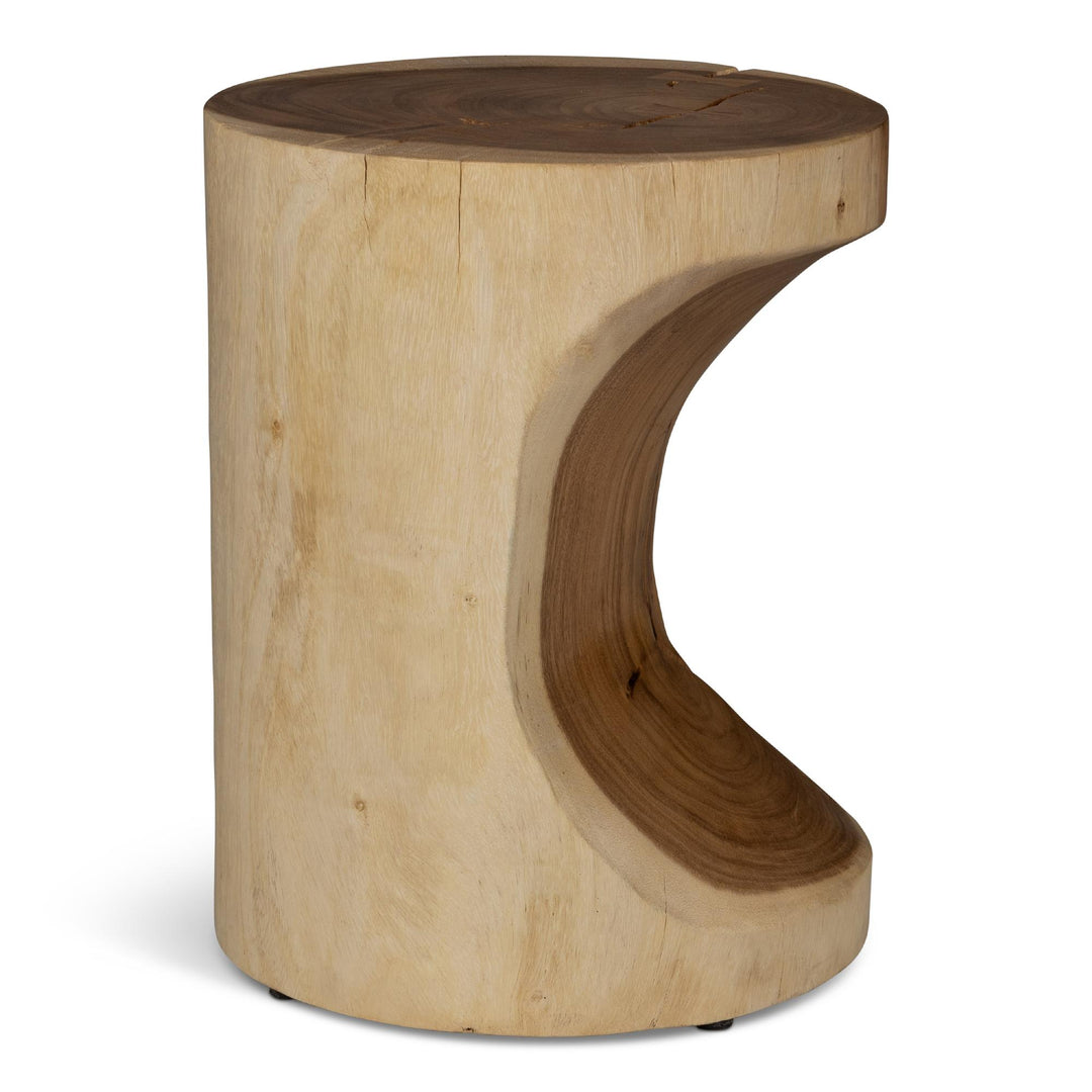 NATURALS SOLID CHAMCHA WOOD PRISANA ACCENT STOOL - SIDE VIEW