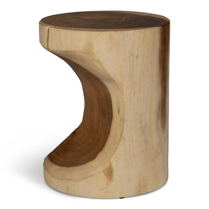 NATURALS SOLID CHAMCHA WOOD PRISANA ACCENT STOOL - SIDE VIEW