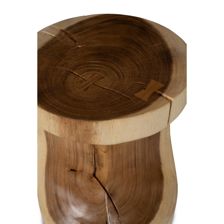 NATURALS SOLID CHAMCHA WOOD PRISANA ACCENT STOOL - TOP VIEW