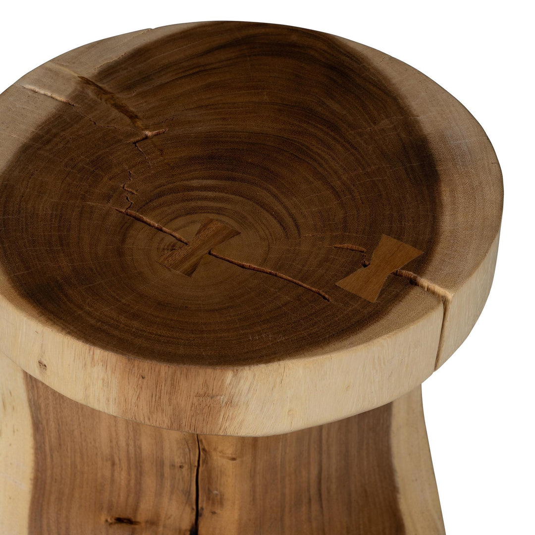 NATURALS SOLID CHAMCHA WOOD PRISANA ACCENT STOOL - CLOSE VIEW