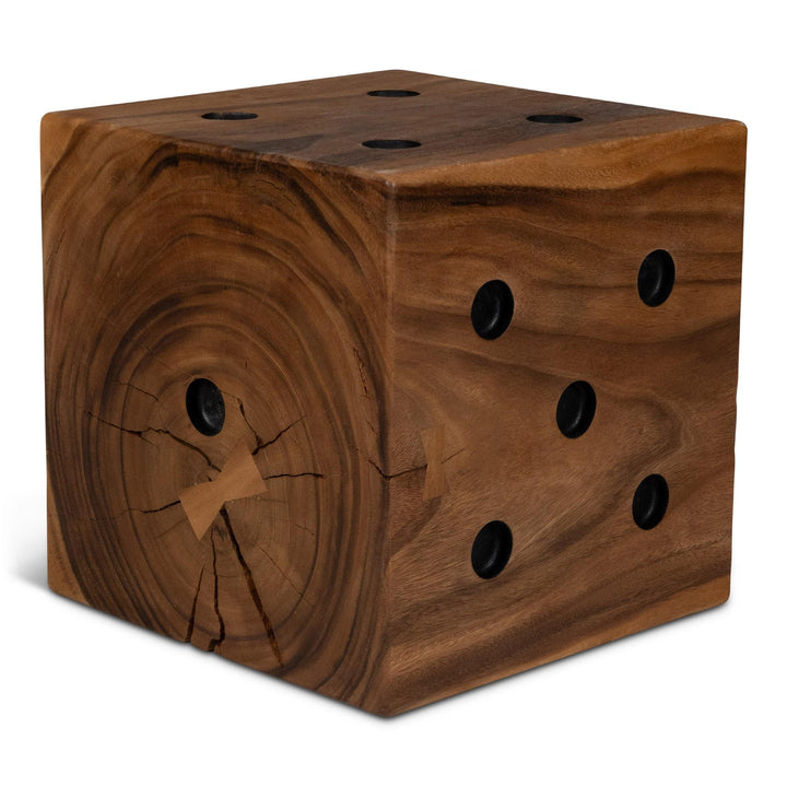 NATURALS SOLID CHAMCHA WOOD DICE END TABLE - SIDE VIEW