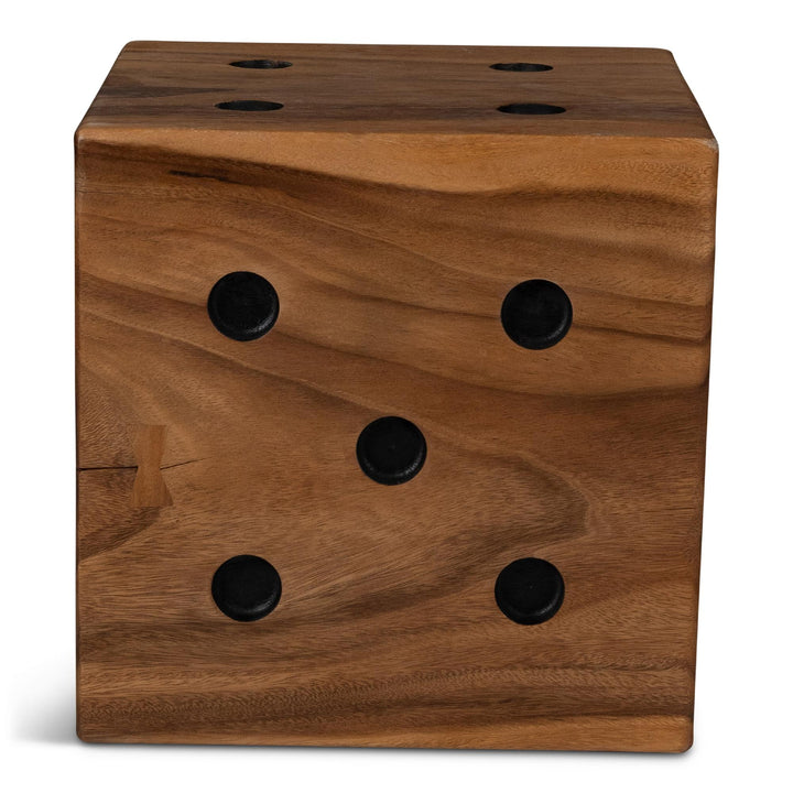 NATURALS SOLID CHAMCHA WOOD DICE END TABLE - FRONT VIEW