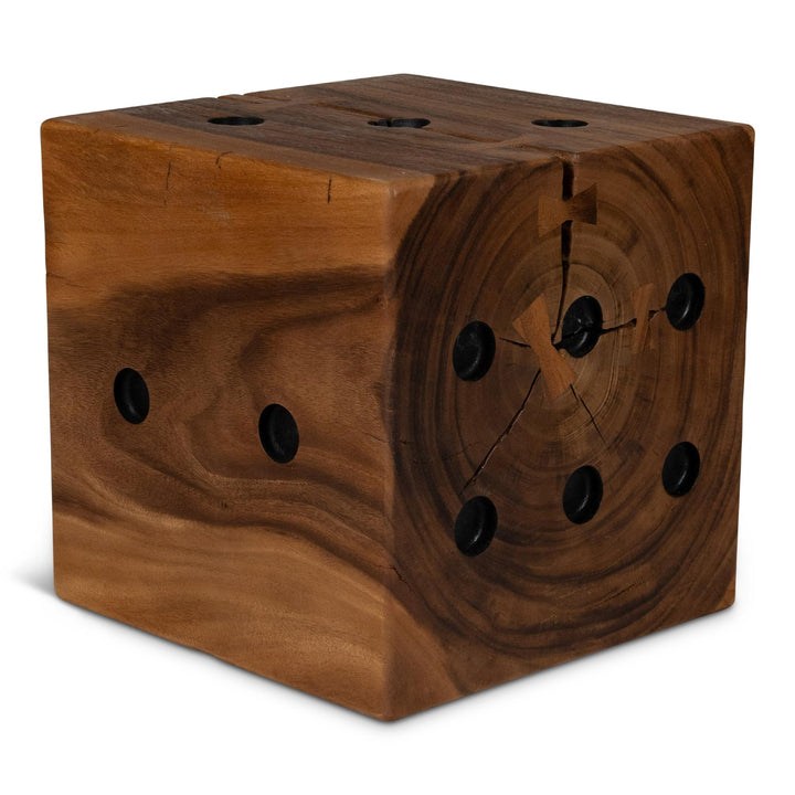 NATURALS SOLID CHAMCHA WOOD DICE END TABLE - SIDE VIEW