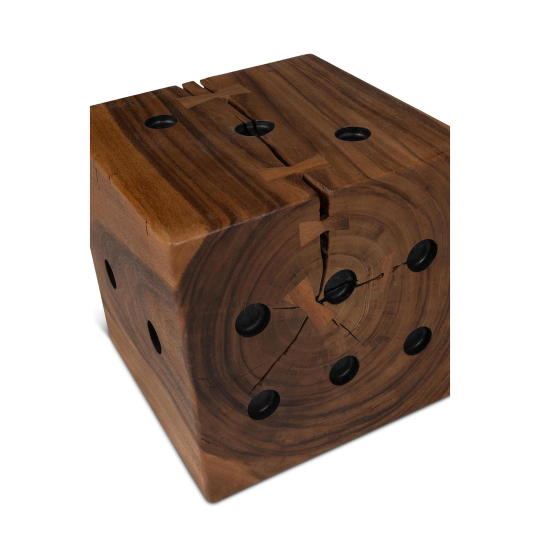 NATURALS SOLID CHAMCHA WOOD DICE END TABLE - TOP VIEW