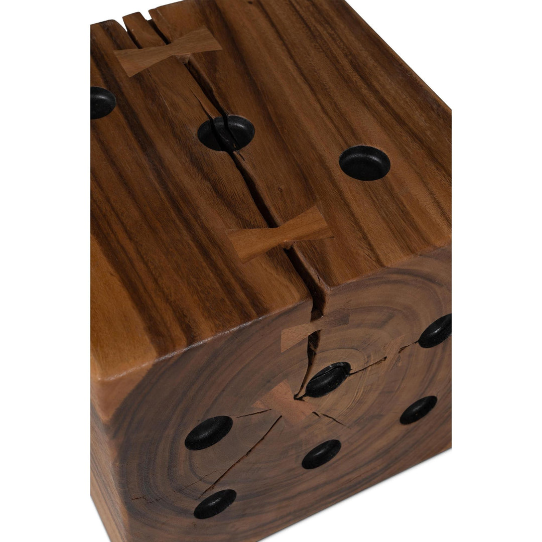 NATURALS SOLID CHAMCHA WOOD DICE END TABLE - TOP VIEW