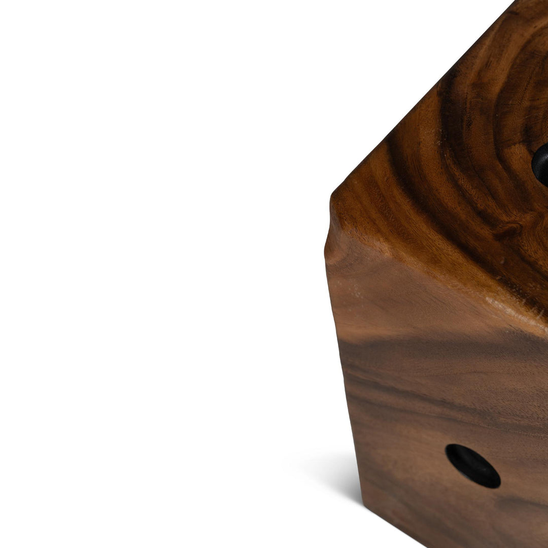 NATURALS SOLID CHAMCHA WOOD DICE END TABLE - CLOSE VIEW