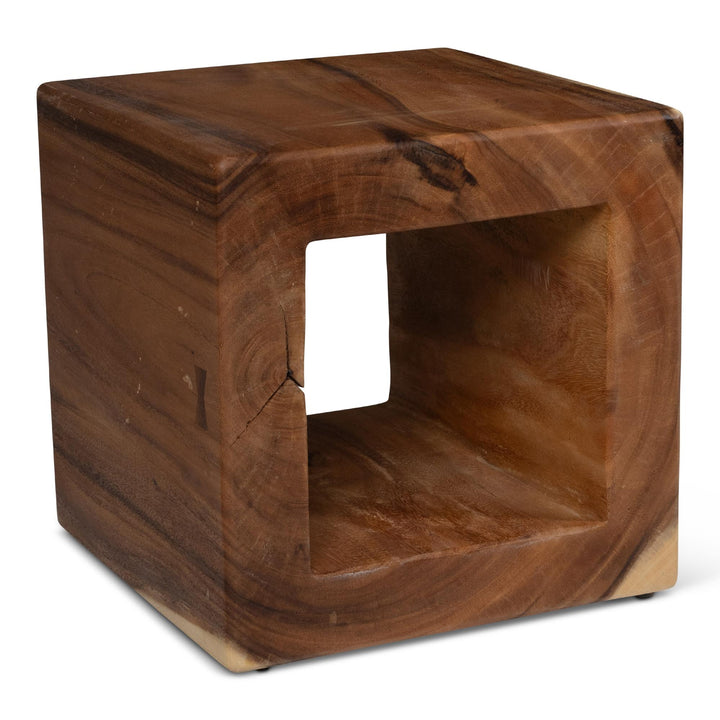 NATURALS SOLID CHAMCHA WOOD TAYIDA ACCENT STOOL - FRONT VIEW