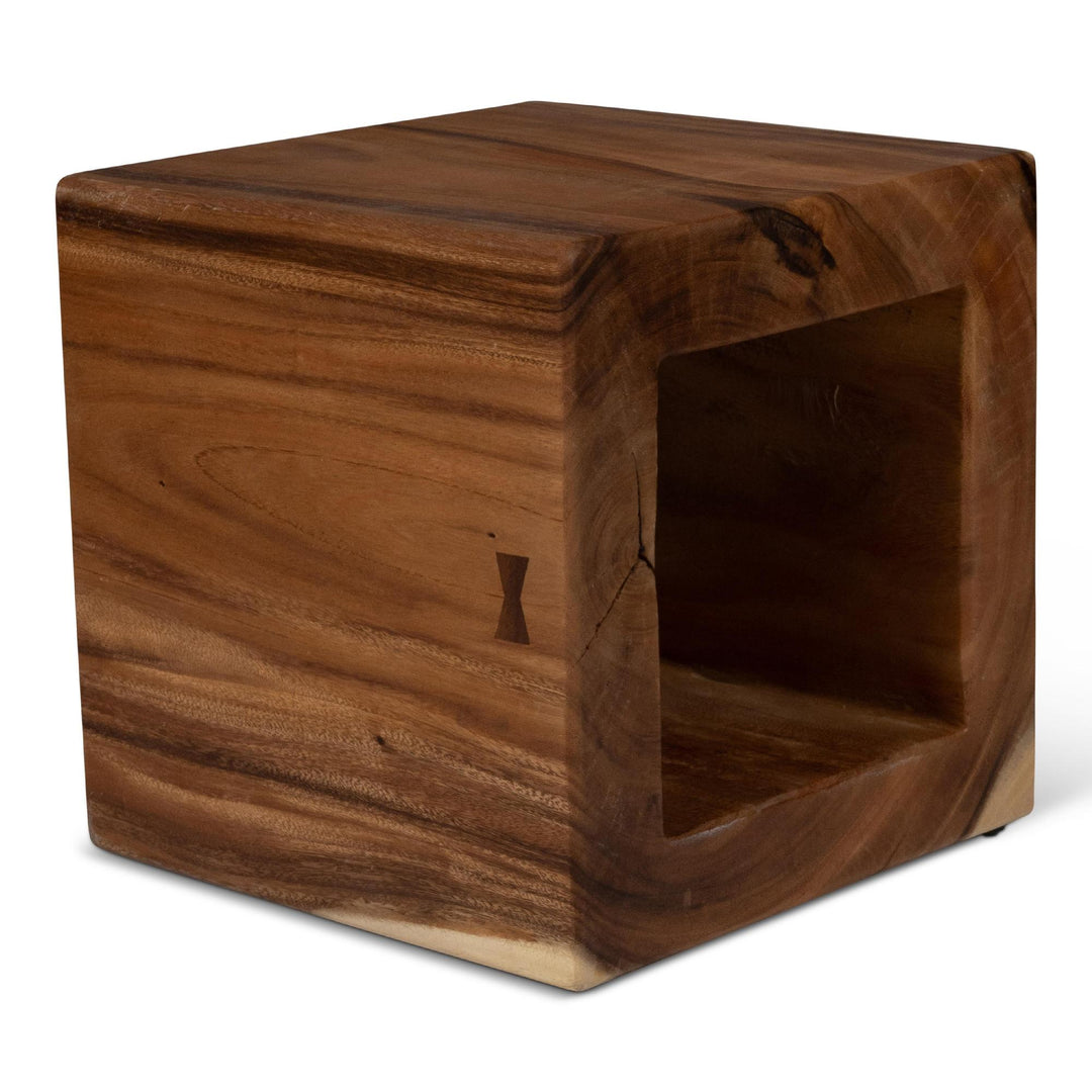 NATURALS SOLID CHAMCHA WOOD TAYIDA ACCENT STOOL - SIDE VIEW