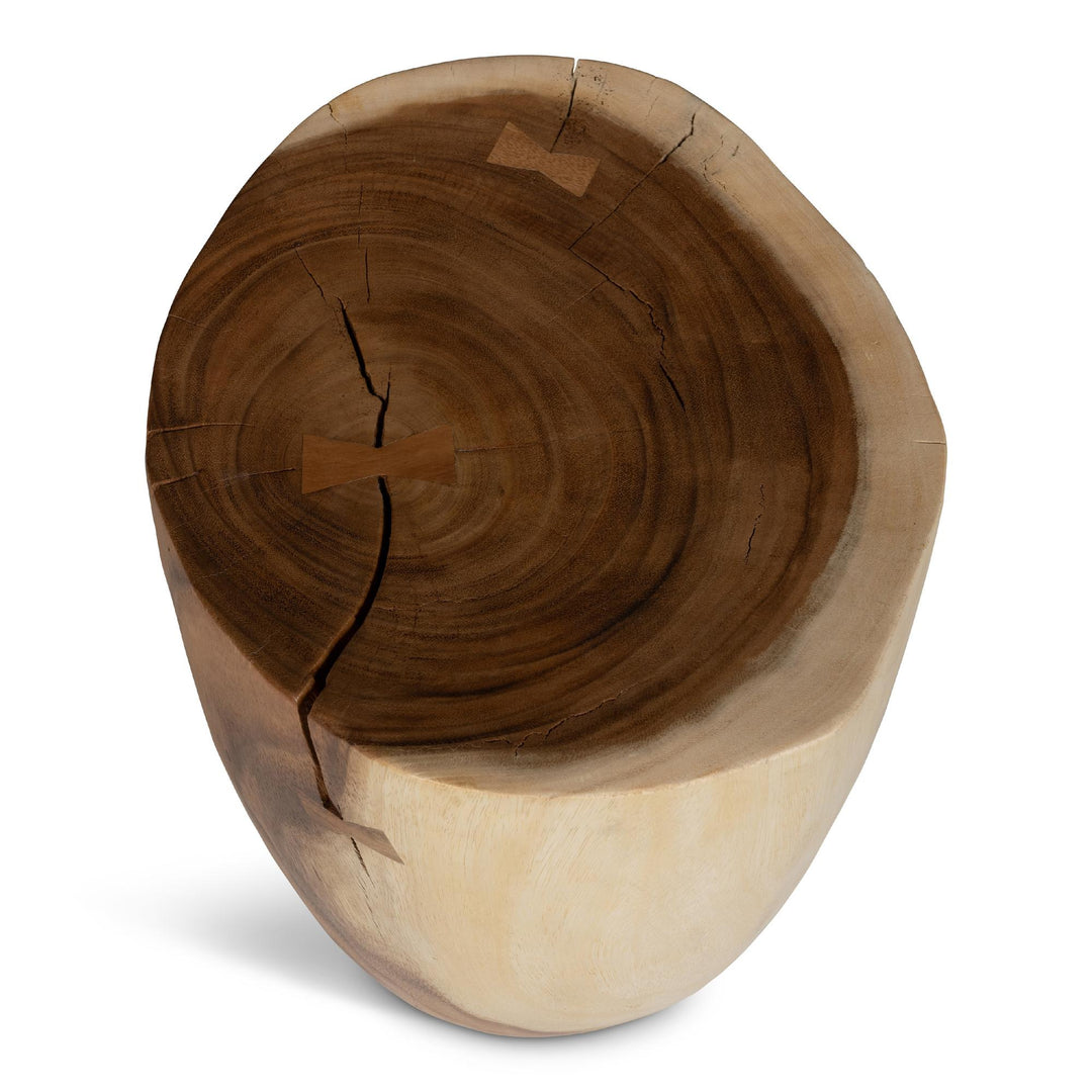 NATURALS SOLID CHAMCHA WOOD TEERATA ACCENT STOOL - TOP VIEW