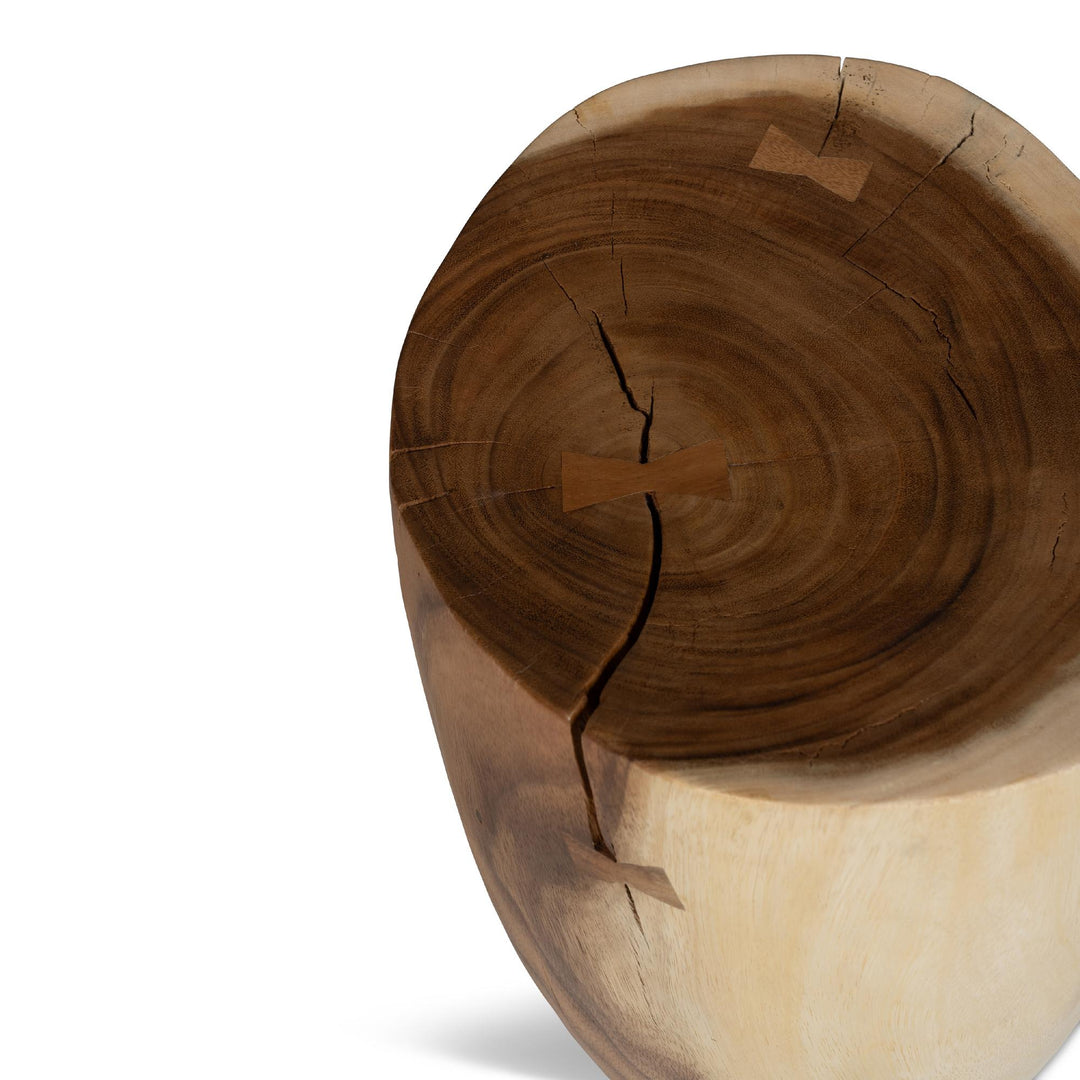 NATURALS SOLID CHAMCHA WOOD TEERATA ACCENT STOOL - TOP VIEW