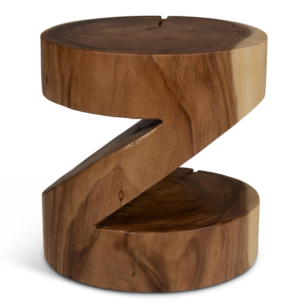 NATURALS SOLID CHAMCHA WOOD ANCHALI ACCENT STOOL - FRONT VIEW