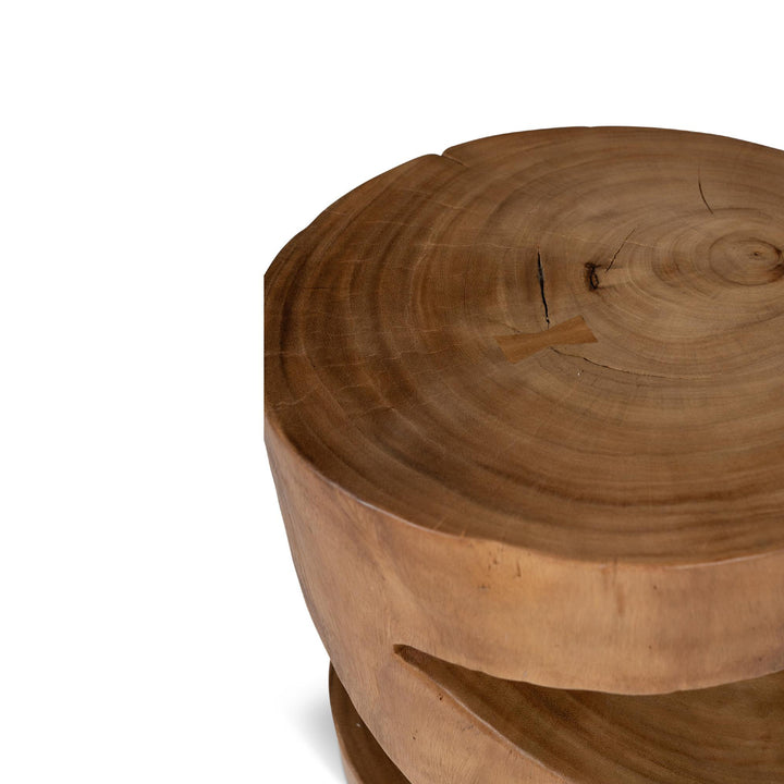 NATURALS SOLID CHAMCHA WOOD ANCHALI ACCENT STOOL - CLOSE VIEW